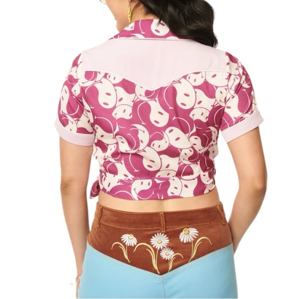 Unique Vintage Purple Yin Yang Wrap Crop Top - Picture 4 of 15
